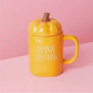 Rae Dunn Ceramic Pumpkin Everything Mug With Figural Pumpkin Lid
